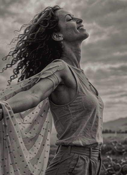 Woman with arms wide open